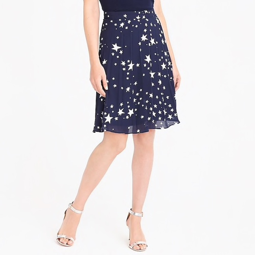 J Crew Factory Pleated Star Print Skirt